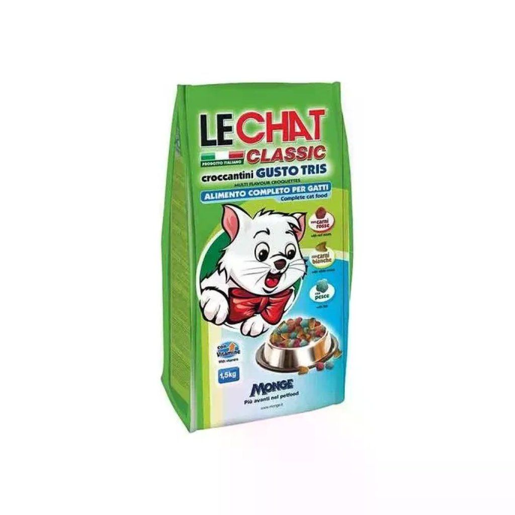 Monge LeChat Classic Croccantini Gusto Tris per Gatti 1,5 kg Monge LeChat Classic Croccantini Gusto Tris per Gatti 1,5 kg