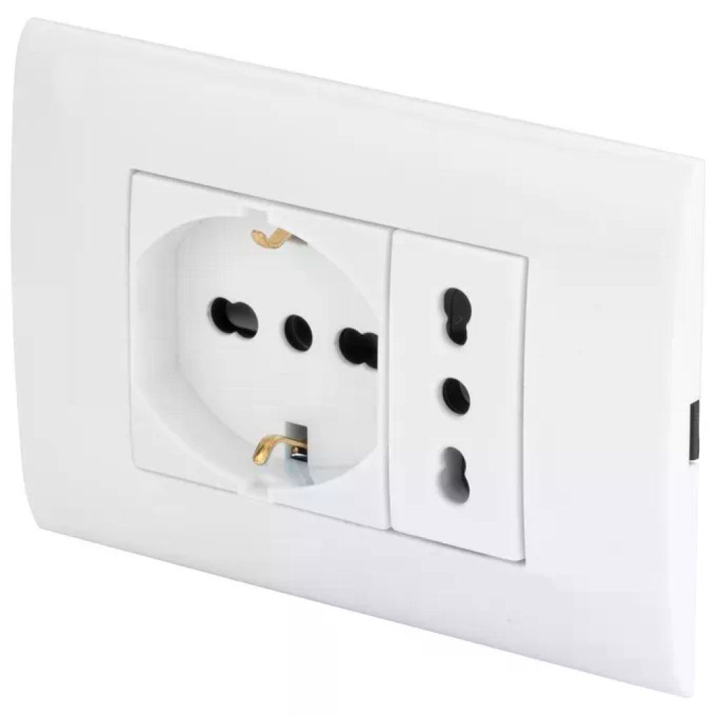 Poly Pool PP6094X – Presa bivalente 2 moduli bianca