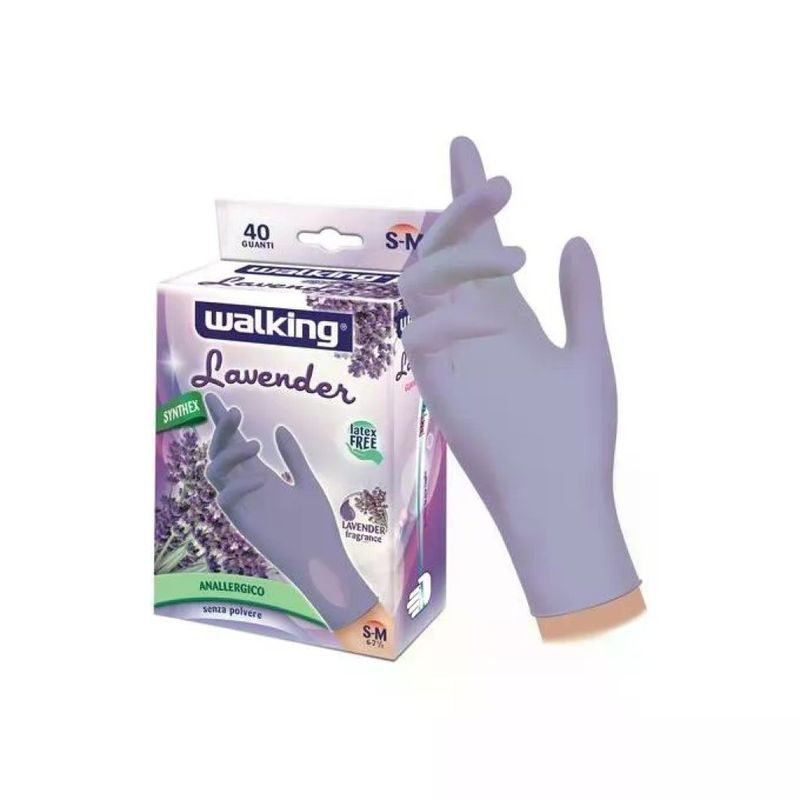 BRENTA Walking Guanti Monouso in Vinile Lavender S-M, 40 Pezzi BRENTA Walking Guanti Monouso in Vinile Lavender S-M, 40 Pezzi