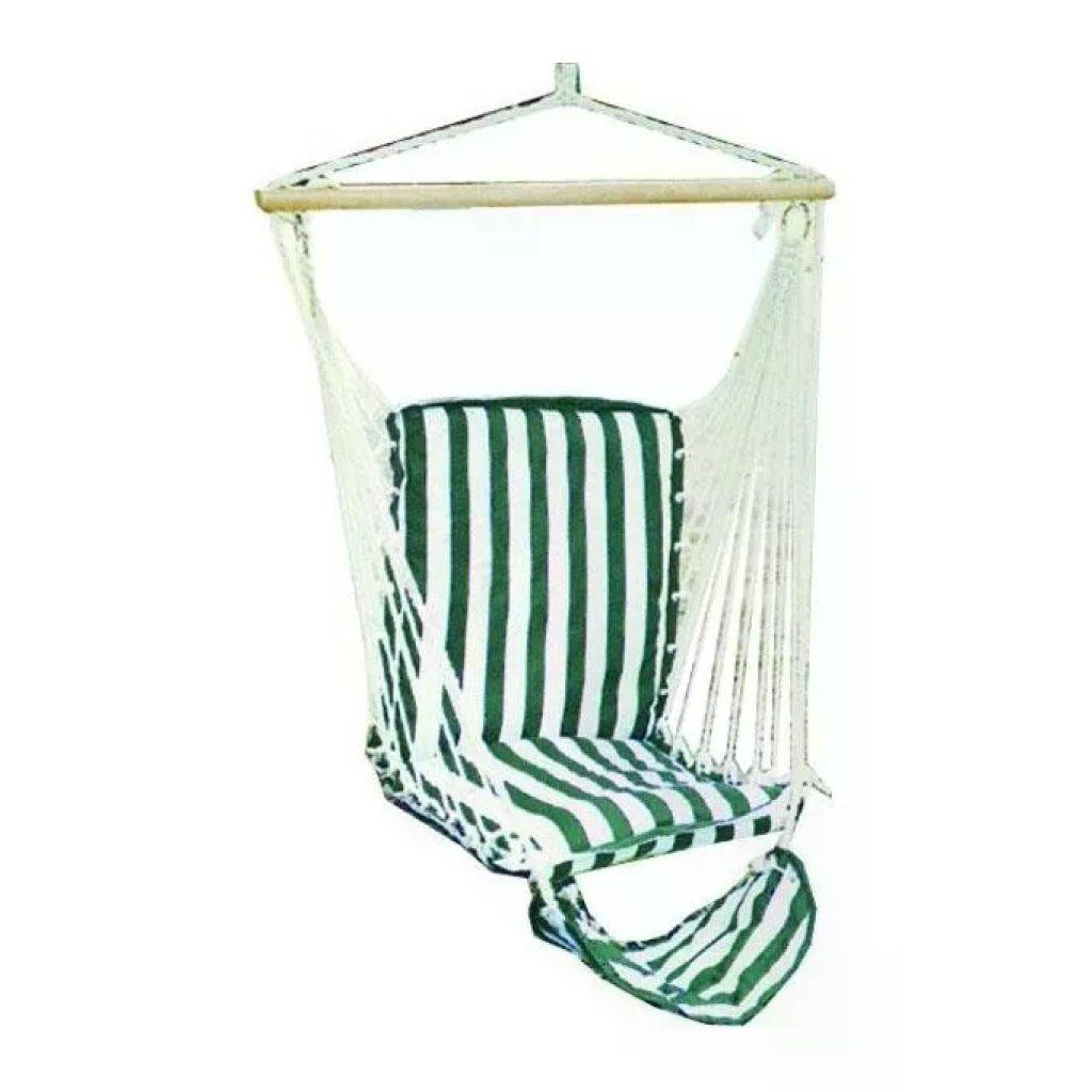 Vette 47818 Amaca Seggiolino in Cotone Verde e Bianco con Struttura in Legno Vette 47818 Amaca Seggiolino in Cotone Verde e Bianco con Struttura in Legno