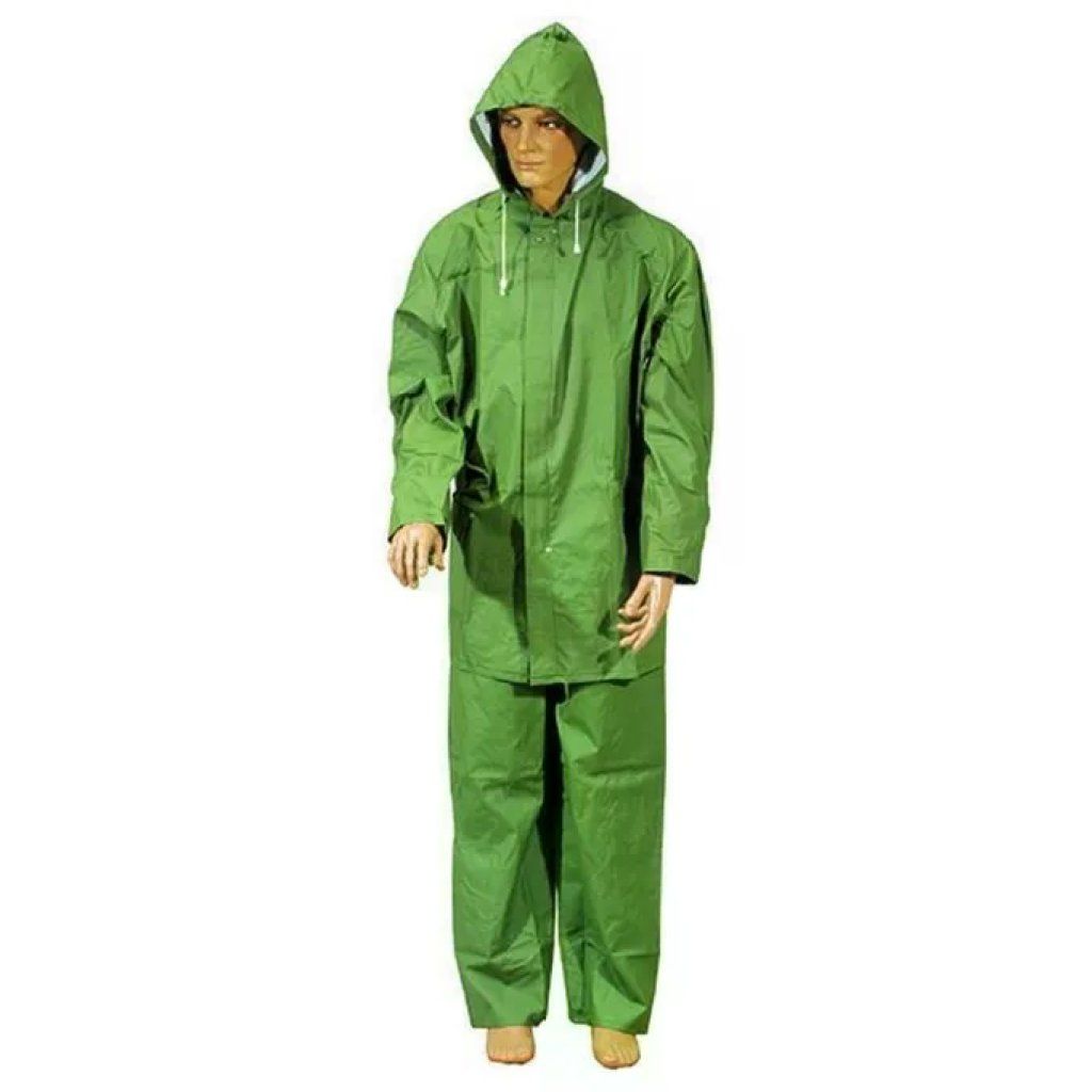 DELTAPLUS Completo Impermeabile DELTAPLUS Giacca e Pantalone in PVC Verde – XL