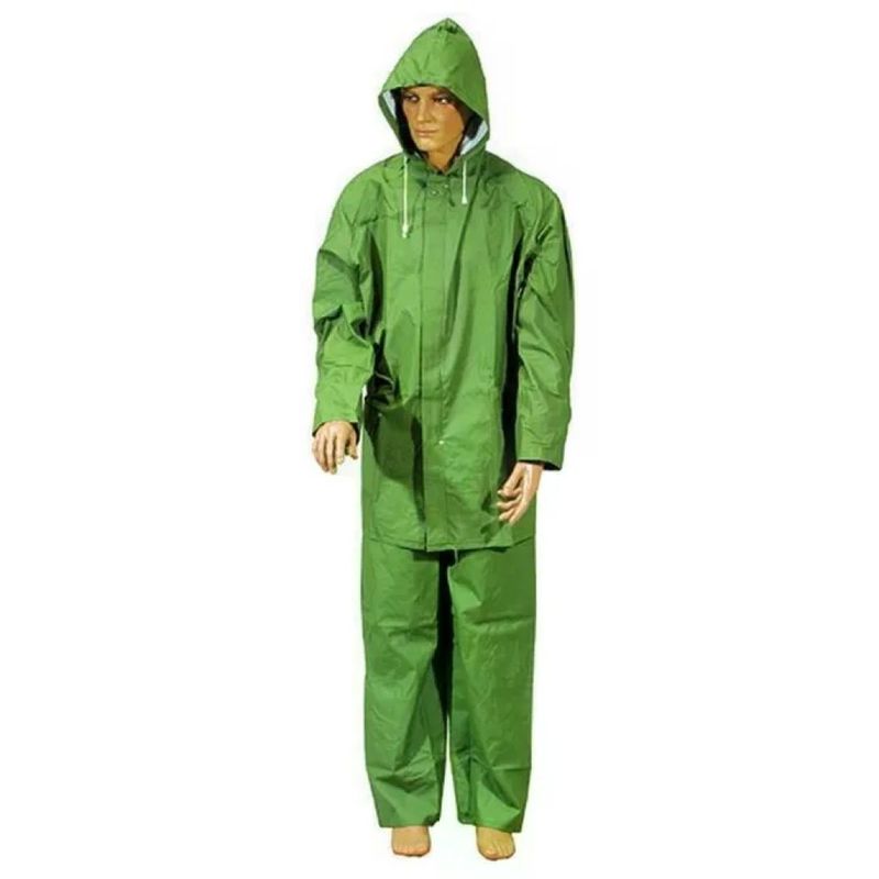 DELTAPLUS Completo Impermeabile DELTAPLUS Giacca e Pantalone in PVC Verde – XL