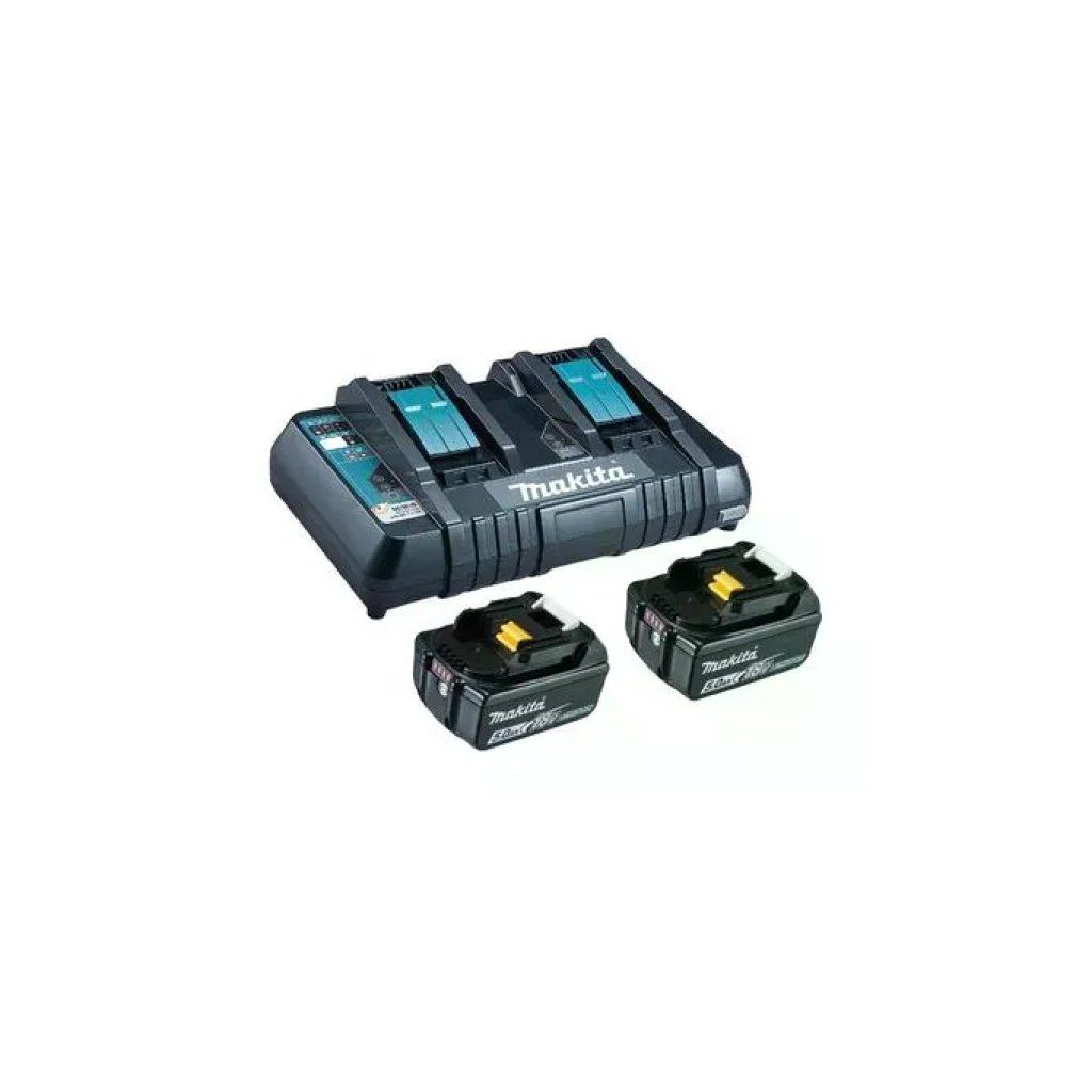 Makita 199482-2 Kit 2 Batterie 18V 5,0 Ah con Caricabatterie Rapido DC18RD