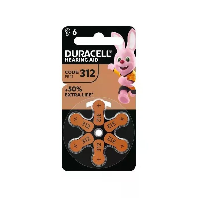 Duracell Hearing Aid 312 PR41 – Batterie per Apparecchi Acustici, 6 Pezzi