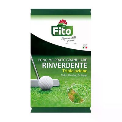 FITO Concime Granulare Rinverdente per Prato, Tripla Azione, con Azoto e Ferro, 5 kg