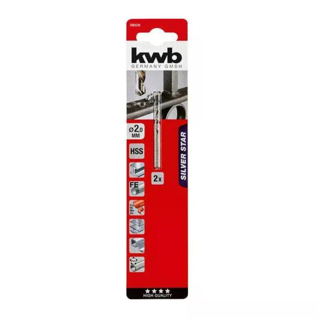 KWB Silver Star 2.0 Punta HSS per metallo 2 mm KWB Silver Star 2.0 Punta HSS per metallo 2 mm