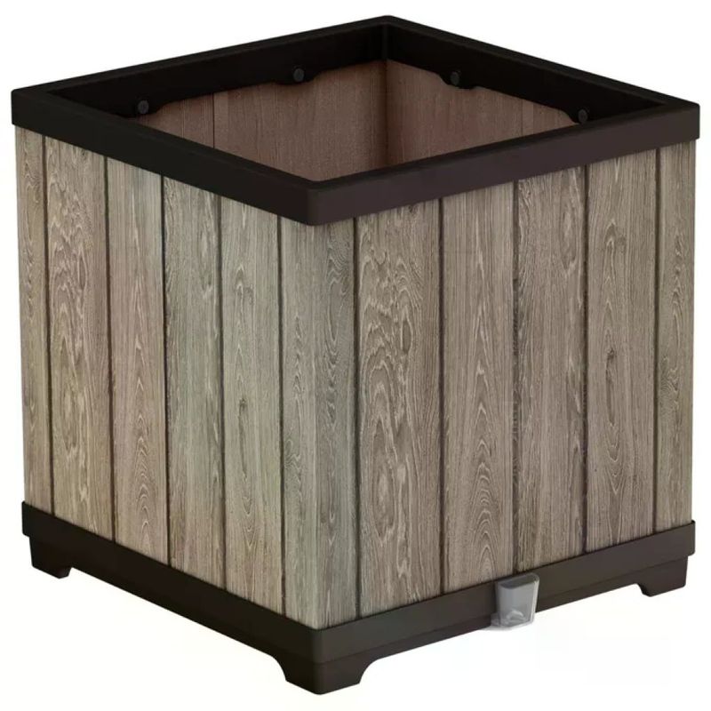 Keter Deco Fioriera Quadrata con Irrigazione Integrata, Effetto Legno Keter Deco Fioriera Quadrata con Irrigazione Integrata, Effetto Legno