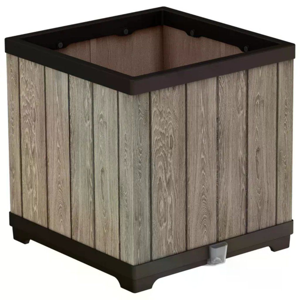 Keter Fioriera Quadrata Deco Sistema di Irrigazione Integrato Finitura in Legno Keter Fioriera Quadrata Deco Sistema di Irrigazione Integrato Finitura in Legno