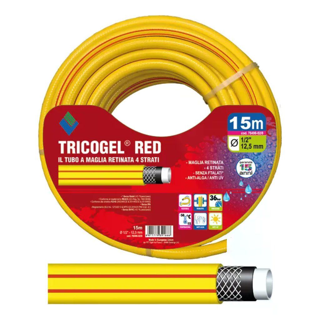 Vigor-Blinky Tricogel Red – Tubo da Giardino 25 m, 4 Strati, 1/2”