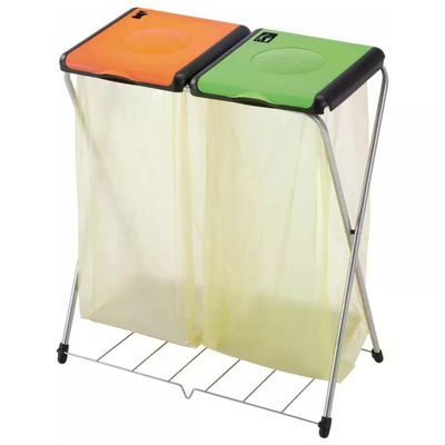 Gimi Nature Plus 2 Portarifiuti per Raccolta Differenziata, 2 Scomparti, 130 L
