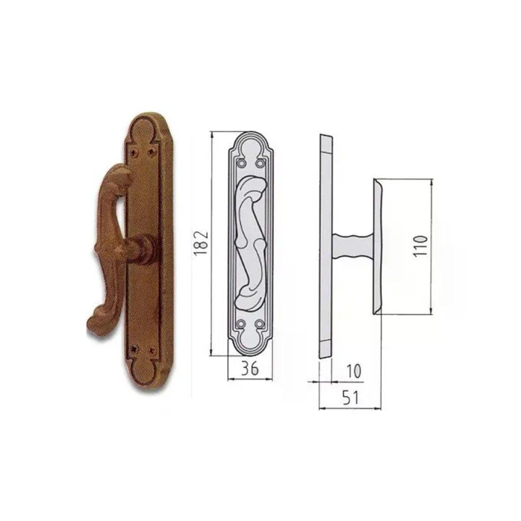 Ghidini 44290406000 Barocco Maniglia Cremonese per Finestre su Placca Ottone Attacco Gioco Ez colore