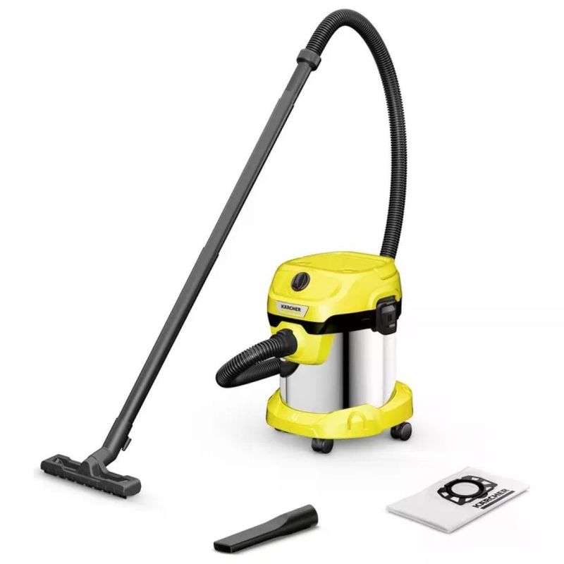 KARCHER Kärcher V-15-4-18 Aspirapolvere a Cilindro Sacchetto HEPA 15 L 1000 W colore Acciaio inox Giallo