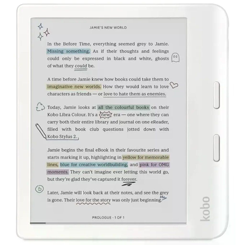 Kobo Libra Colour eReader 7" E Ink Kaleido 3 Bianco