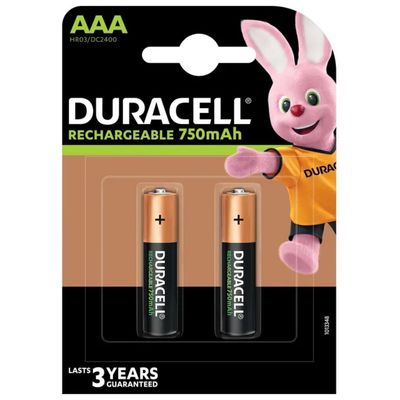 Duracell Batterie Ricaricabili AAA NiMH 750 mAh, 2 Pezzi