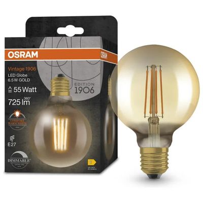 OSRAM Vintage 1906 Classic Globe LED E27 6,5 W Dimmerabile, Luce 2400 K