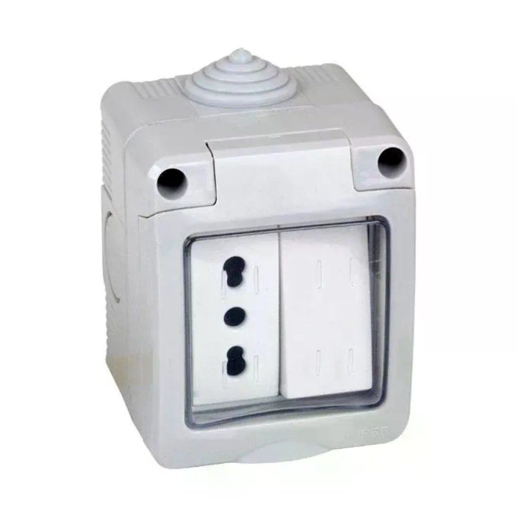 FAEGAE FAEG Contenitore da Esterno con Presa Bipasso e Deviatore IP55 FAEGAE FAEG Contenitore da Esterno con Presa Bipasso e Deviatore IP55