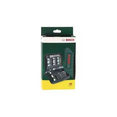 Bosch 2607019506 Set di Avvitamento, 38 Pezzi con Cricchetto, Portainserti Magnetico e Mini Lampada