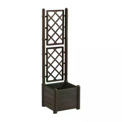 Stefanplast Bellitalia Fioriera Quadrata con Spalliera 43x43x142 cm, 30 L, Moka