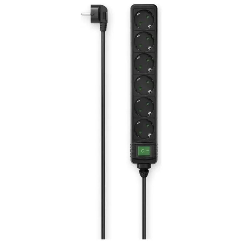 Hama Multipresa Filtrata a 6 Prese con Interruttore, Nera