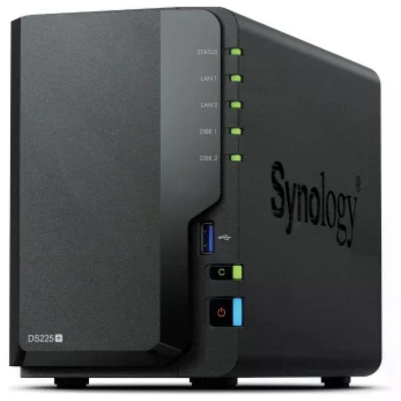 Synology DS225+ NAS Desktop a 2 Bay, Intel Celeron J4125, 2 GB DDR4, LAN 1GbE e 2.5GbE