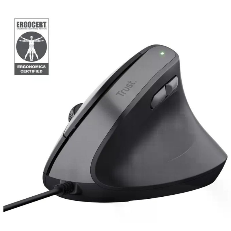 Trust Bayo II Mouse Ergonomico Verticale USB, 2400 DPI, 6 Tasti, Nero