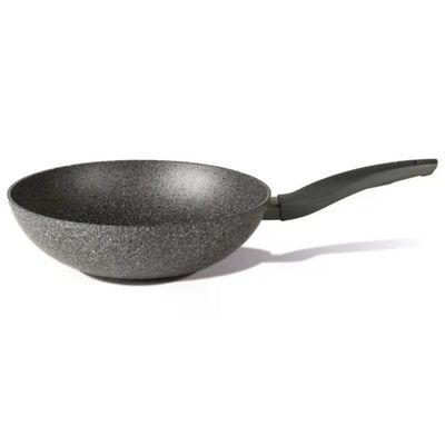 TVS Mineralia Wok 28 cm con Manico Lungo, Grigio TVS Mineralia Wok 28 cm con Manico Lungo, Grigio