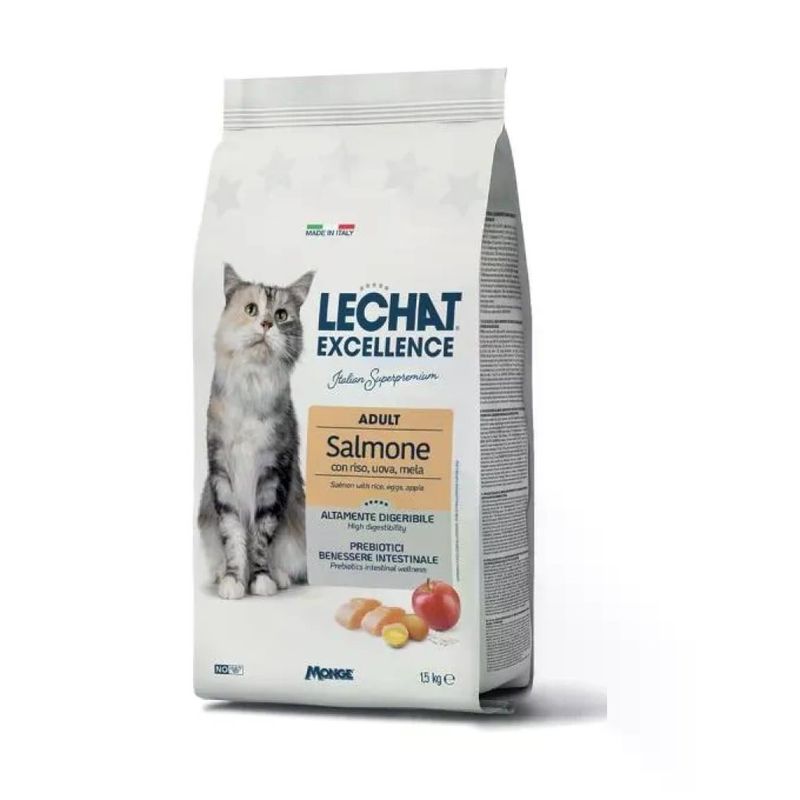Monge LeChat Excellence Crocchette per Gatti Adulti al Salmone 1,5 kg