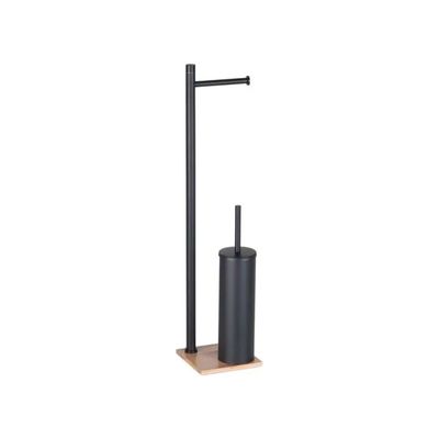 Gedy Tania TA32 41 colonna bagno con portarotolo e portascopino, bamboo e nero