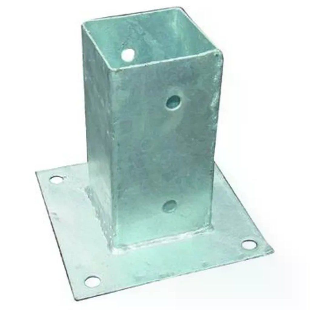 VIGOR-BLINKY Base zincata Blinky per palo in legno 7 x 7 x 15 cm