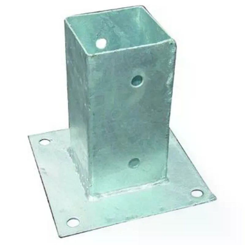 VIGOR-BLINKY Base zincata Blinky per palo in legno 7 x 7 x 15 cm