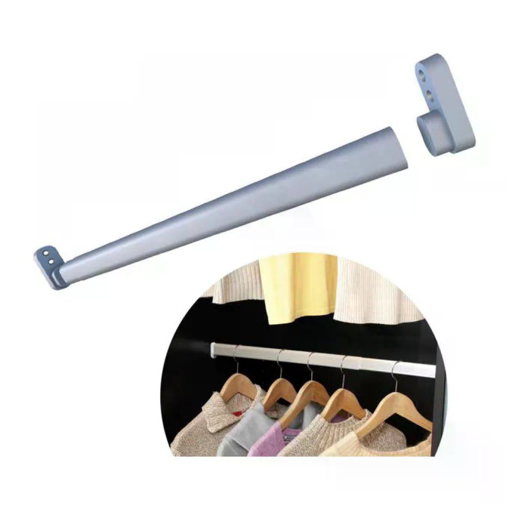 DEFENCE SYSTEM Tubo ovale estensibile per armadio Ulisse in alluminio nichelato, 80–130 cm