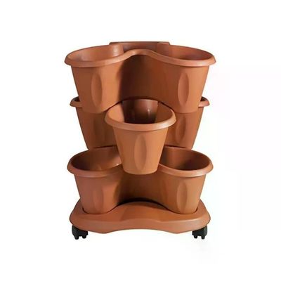 Bama Vaso Trifoglio Sovrapponibile con Ruote, Set da 3, Terracotta, 40 cm