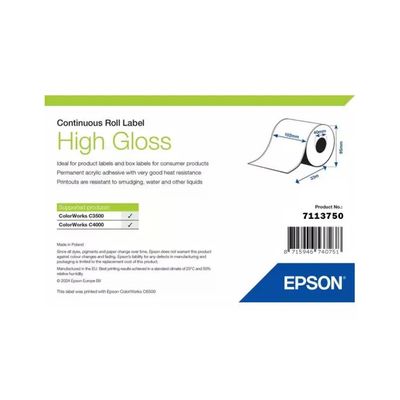 Epson 7113750 High Gloss Label Etichetta Autoadesiva Rotolo Continuo 102mm x 33m Inkjet Permanente