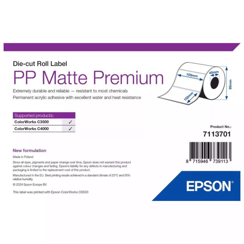 Epson 7113701 PP Matte Label Premium Etichetta Fustellata Rotolo Ink Epson 7113701 PP Matte Label Premium Etichetta Fustellata Rotolo Ink