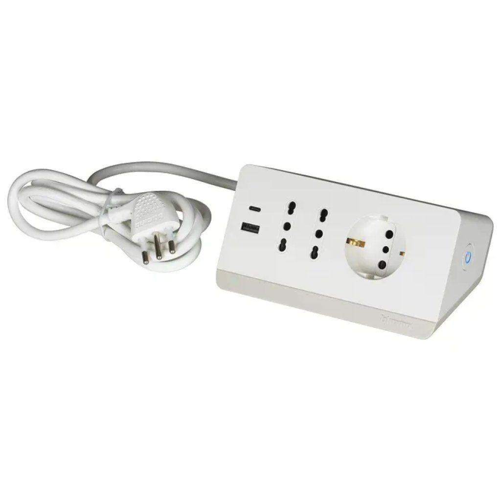 Legrand Ciabatta Multipresa 5 Posti con 2 Porte USB, Bianca