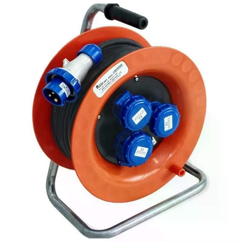 ROSI 4002 Avvolgicavo Industriale 30 m, 3 Prese CEE 16A IP67, 3x2,5 mm²
