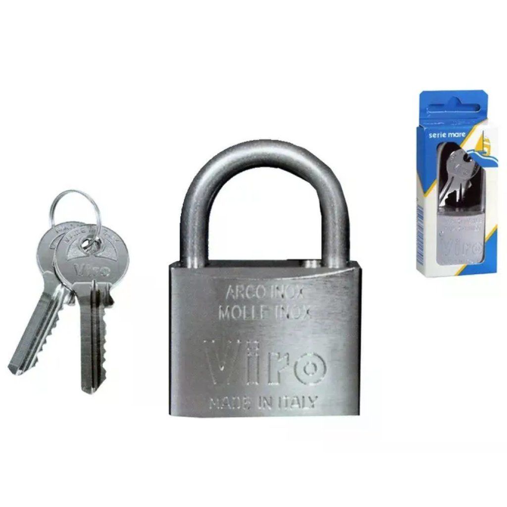 VIRO 375 Mare Lucchetto Nautico in Ottone Cromato, Arco Inox 40 mm