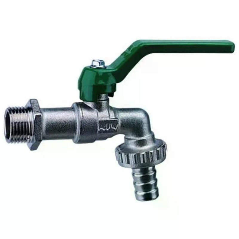 VIGOR-BLINKY Rubinetto a Sfera in Ottone Satinato con Portagomma 1 1/4" e Attacco 1" VIGOR-BLINKY
