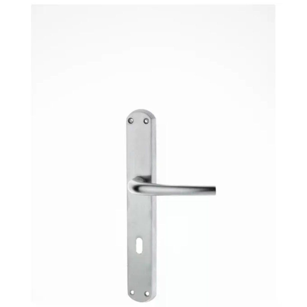 Ghidini Milena Coppia di Maniglie per Porta con Placca, Foro Patent, Ottone Cromo Satinato