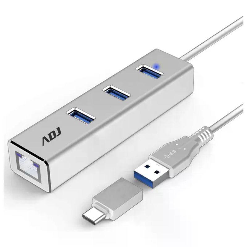 ADJ Neura Hub USB 3.0 con Ethernet RJ45, 3 porte USB-A e adattatore USB-C