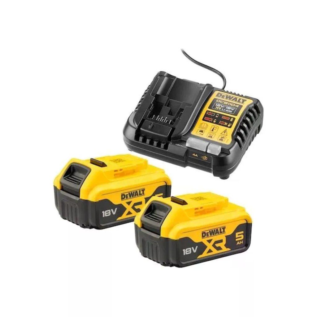 DEWALT DCB1104P2-QW Kit 2 Batterie XR 18V 5Ah e Caricabatterie Rapido 4A