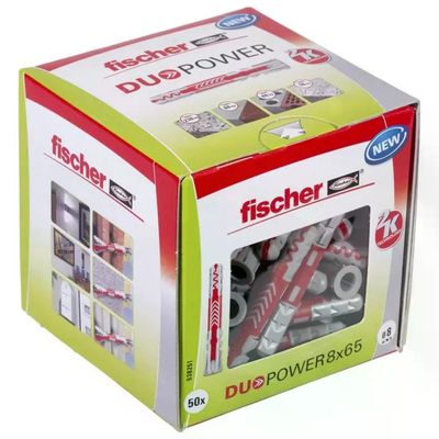 Fischer DuoPower 8 x 65 mm – Tasselli universali in nylon, 50 pezzi