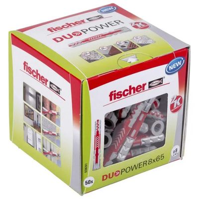 Fischer DuoPower 8 x 65 mm – Tasselli universali in nylon, confezione da 50