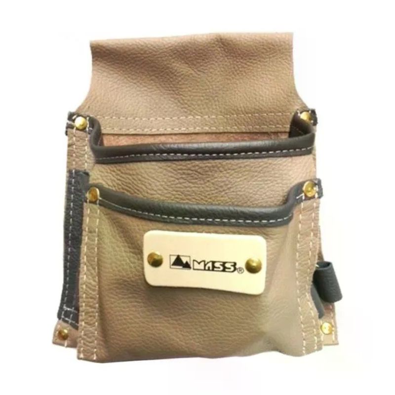 MASS Borsa da Carpentiere in Pelle Artigianale a 2 Tasche