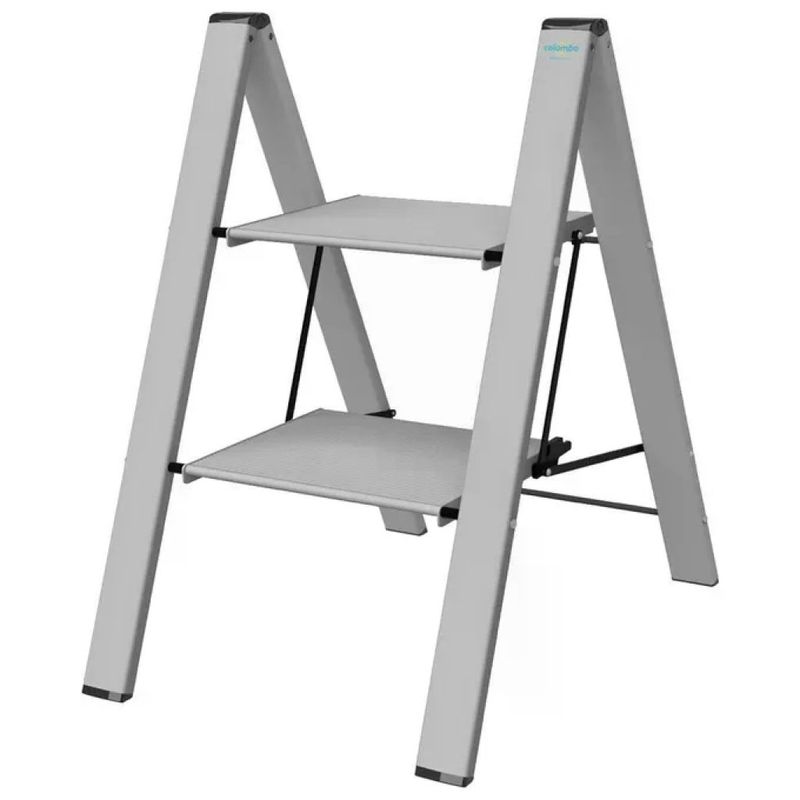 Colombo Leonardo 2 – Sgabello scala pieghevole in alluminio, 2 gradini, portata 150 kg, grigio Colombo Leonardo 2 – Sgabello scala pieghevole in alluminio, 2 gradini, portata 150 kg, grigio