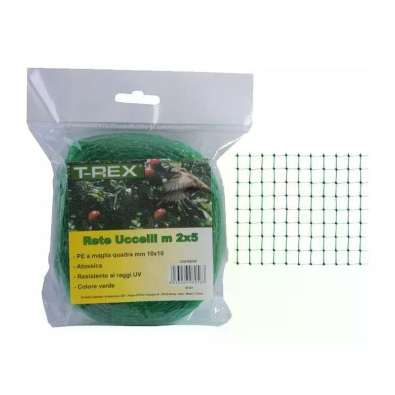 T-REX Rete antiuccelli verde 2 x 5 m, maglia 10 x 10 mm