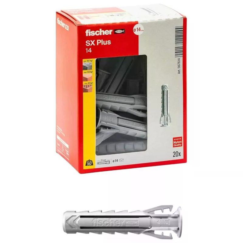 Fischer SX Plus Tasselli Universali in Nylon 14 x 70 mm, 20 pezzi