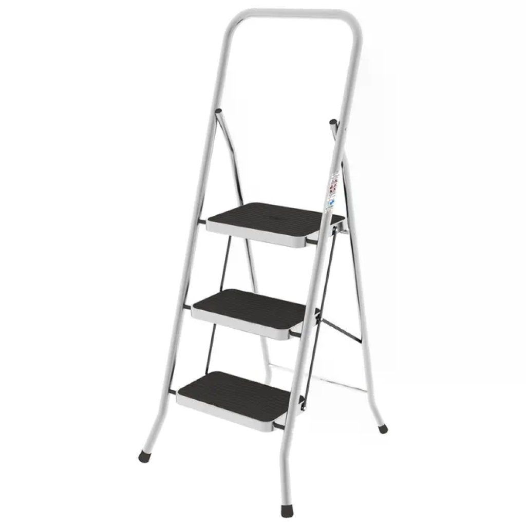 Colombo New Scal G205AT3W Security Sgabello Scala Pieghevole 3 Gradini in Alluminio, Nero