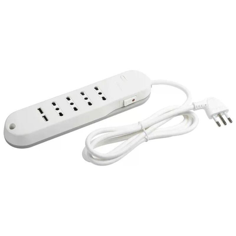 BTicino Slim BT-3636DBU Multipresa 4 Prese con 2 USB, Cavo 1,5 m, Bianca