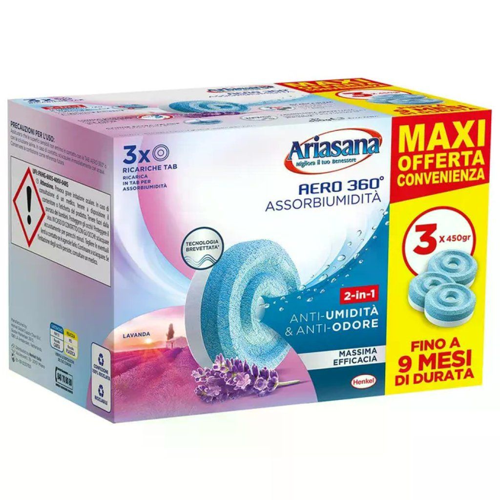 Ariasana Ricarica Assorbiumidita' Lavanda Tripack - Neutralizza Odori e Umidita' Ariasana Ricarica Assorbiumidita' Lavanda Tripack - Neutralizza Odori e Umidita'